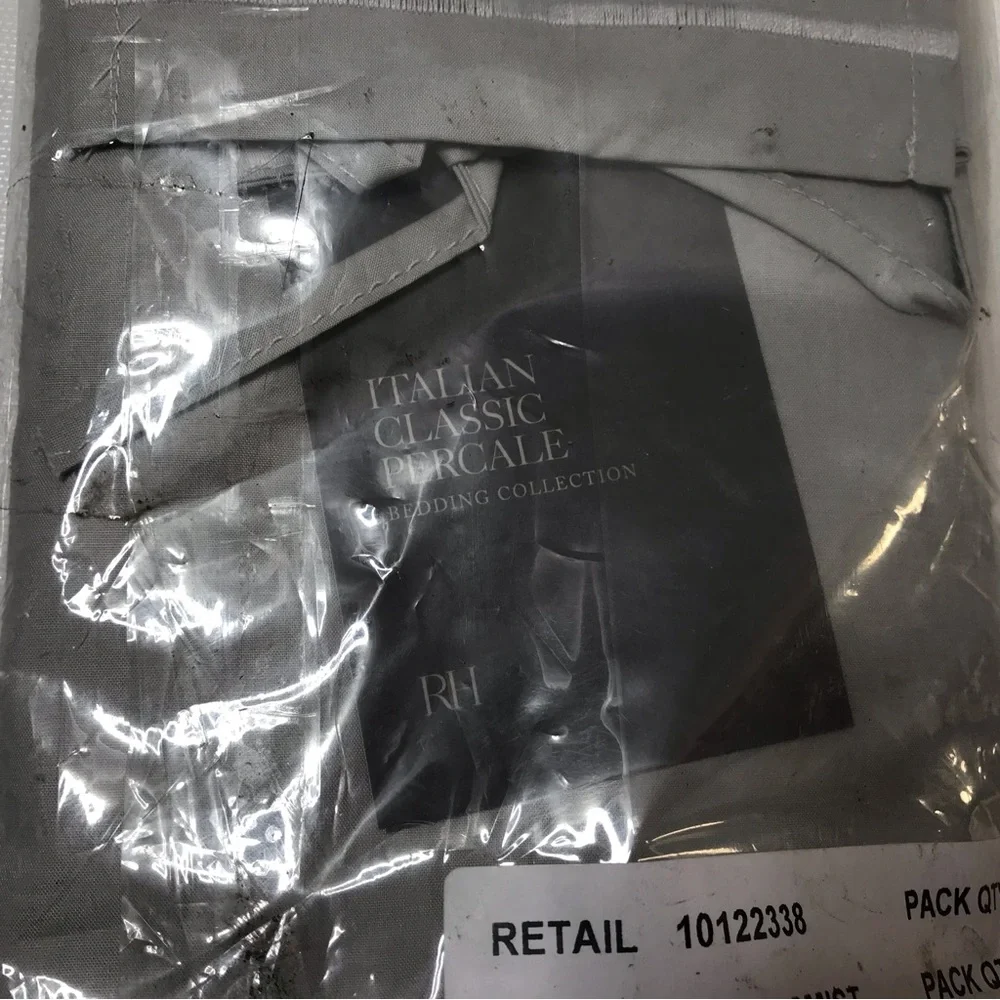 Restoration Hardware Italian Classic Percale Pillow Case King Gray Solid 20 x 40